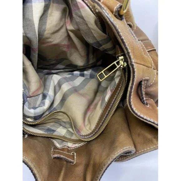 burberry vintage classic brown leather hobo bag - Picture 10 of 12